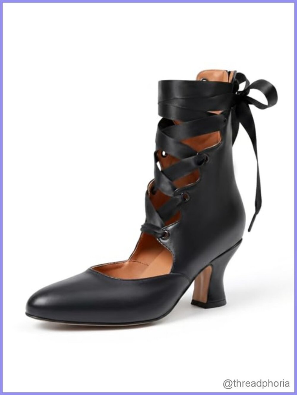 SaraIris Women's Round Toe Lace Up Kitten Heel Mary Jane Ankle Strap Shoes